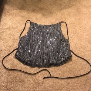 Black/Sequenced Open Back Halter
